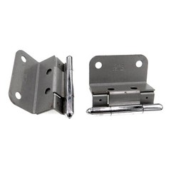 Pair of Stanley Polished Chrome 3/4″ Inset Partial Wrap Brass Capped Hinges 1545