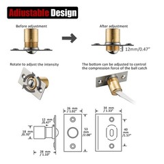 JQK Closet Door Ball Catch Hardware, Stainless Steel 2 Pack, Brushed