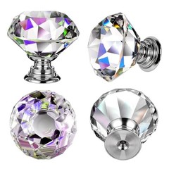 Diamond Clear Crystal Knobs, 32 Pcs 30mm Drawer Knobs for Cabinets & Dressers,