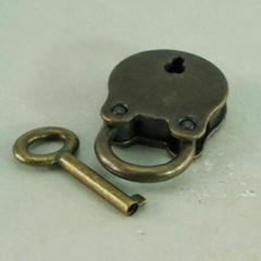 3 Pcs Antique Padlock Lock and Key Old Vintage Style Metal With Bronze Finish
