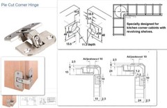 Pie Cut Corner Hinge – Strong Zinc Die Cast with Nickel Plating – 6-Way Adjustab