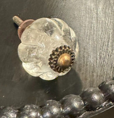 Scalloped Heavy Clear Glass Antique-Brass Knob Cabinet Pull Furniture Hardware