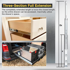 32″ Heavy Duty Full Extension Drawer Slides – 100 lbs Capacity Metal Rails