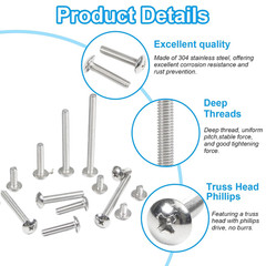 40Pcs M4 X 40Mm Truss Head Machine Screws for Cabinet Drawer Knob Pull Handle, P