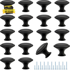18 Pack Matte Black Cabinet Drawer Hardware 30Mm Kitchen Cabinet Knobs Drawer Pu
