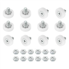 12 Pack Drawer Rollers Nylon Cabinet 19mm Pulley Replacement Wheels with Nuts