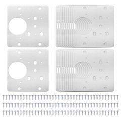 20Pcs Cabinet Hinge Repair Plate, 85 x 80mm Hinges Repair Brackets, Silver