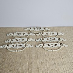 Vtg Distressed French Provincial Drawer Pulls White Shabby Chic 5 1/4″ C to C