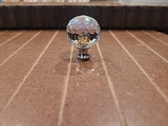 1 Inch Round Faceted Glass Crystal Knobs With Polished Chrome.