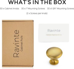 Kitchen Cabinet Update | 30 Gold Zinc Knobs, 1.17″ Diameter