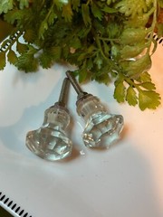 2; Vintage Faceted Clear Glass Furniture Hardware Dresser Cabinet Door Knobs