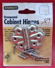 STEEL BRASS PLATED Ornamental Hinges 1/8″X1-1/4″-MADE IN USA-STANLEY #CD1478 VTG