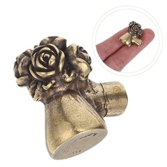 Handcrafted Light Brown Brass Rose Door Knobs for Furniture and Cupboards