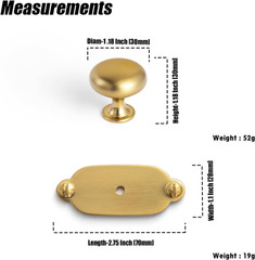 Brushed Gold Zinc Alloy Cabinet Knob with Backplate – Single Hole Center Cabinet