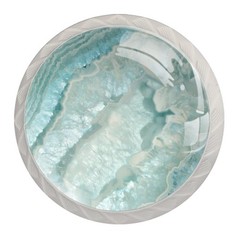NEWzone 4 Pack Dresser Drawer Cabinet Knobs Teal Agate Texture Round Shape Cryst
