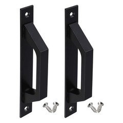 Aluminum Alloy Black Iron Barn Door Handles 2PCS for Indoor Outdoor Use