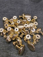 4 brushed gold brass drawer or cabinet knobs with screw sets