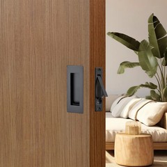2 Pack 4.72″ Pocket Door Handles + 1 Finger Edge Pull, Black Recessed Flush R…