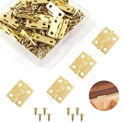 30 Pcs Mini Hinges Miniature Hardware with Screws for Wooden Box Crafts Chest