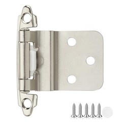 Brushed Nickel Cabinet Hinges 3/8 Inch Inset Self Closing 5 Pairs 10 Pack