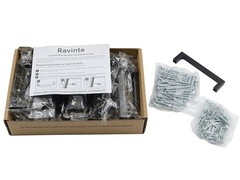 RAVINTE 25 PACK 3-3/4 INCH 96MM HOLE CENTER METAL CABINET HANDLES MATTE BLACK