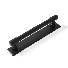 5 PCS 5 Inch 128mm Center Black Cabinet Pull Backplate Solid Matte Black