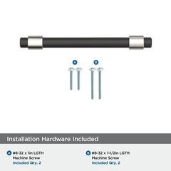 BP36858FBPN Mergence 3-3/4 Inch 96mm Matte Black/Polished Nickel Pull