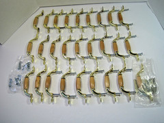 Belwith Polished Brass & Oak 3″ Centers 27 Cabinet Drawer Pull Hardware NEW