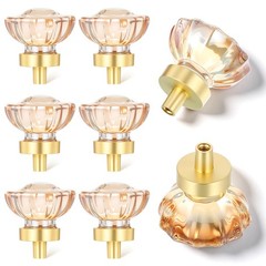 6 Pack Crystal Cabinet Knobs Drawer Knobs, 1.4″ Diameter Glass Handles, Flowe…