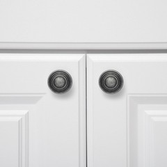 10 Packs Traditional Top Ring Cabinet Knob, Diameter 3.18 cm, Antique Silver