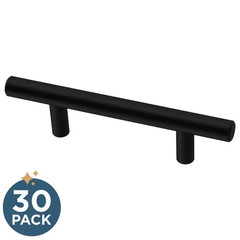 30-Pack Simple Bar 3 In. (76 Mm) Modern Matte Black Cabinet Drawer Pulls