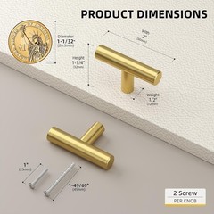 Stylish 10 Piece Brushed Brass Knob Set – Perfect for Wardrobes & Cabinets