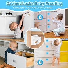 10 Pack Magnetic Cabinet Locks for Child Safety, Drawer Baby 10, White