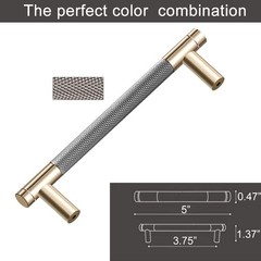 Gold Grey Cabinet Pulls 12 PCS 33/4 Inch 96mm Aluminum Barrel Drawer Handles