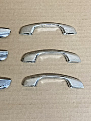 Vintage 50s-60s Chrome Hardware Cupboard 6 Lot Cabinet Pulls Handles Knobs Cast