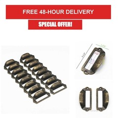 WEICHUAN Antique Brass Drawer Pulls – 16-Pack Label Holders