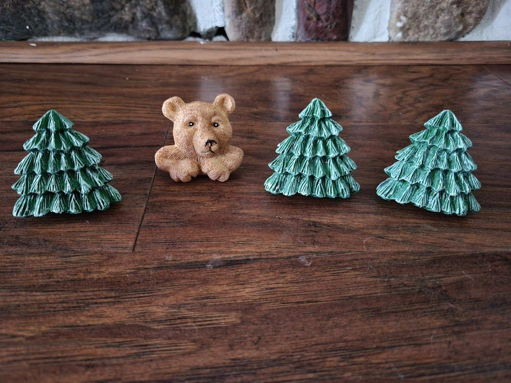 Pine Trees And A Bear Resin Dresser Drawer Pulls Set Of 4