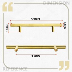 6 Inch (4 Inch Hole Center) Gold Cabnet Pulls Kitchen Cabinet Handles, Made o…