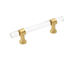 6 Pack 5″ Crystal Acrylic with Brushed Brass Handles for Cabinets