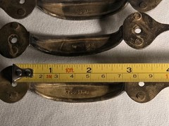 Hammered Brass Drawer Pull Centers: 3 1/4″ Pack of 4. 5 ” Long