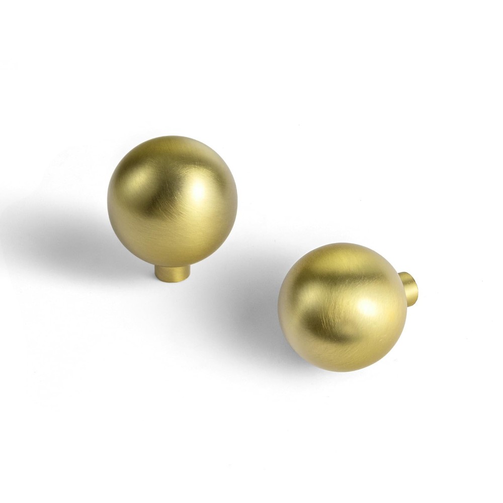 Brushed Brass Cabinet Knob with 1.0” 24mm Dia Modern Solid Zinc Alloy Drawer…