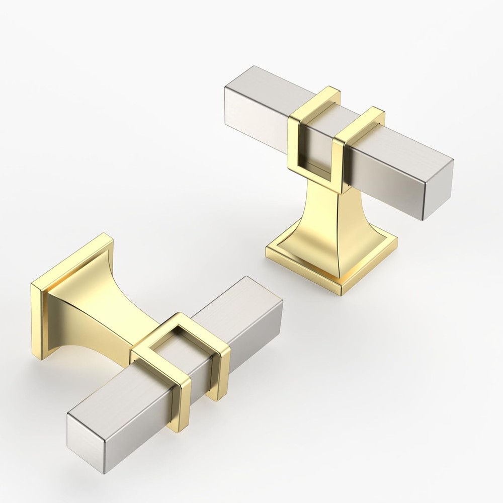 10 Pack 2 Inch50mm Modern Brushed Nickel & Gold Cabinet Knobs Zinc & Stainles…