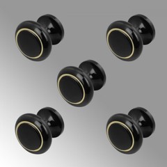 Solid Brass Cabinet Knobs Black Enamel Coated Set of 5