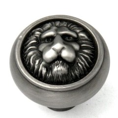 F503 Antique Pewter 1 1/2″ Solid Brass Lion Cabinet Knob Pulls Keeler Richelieu