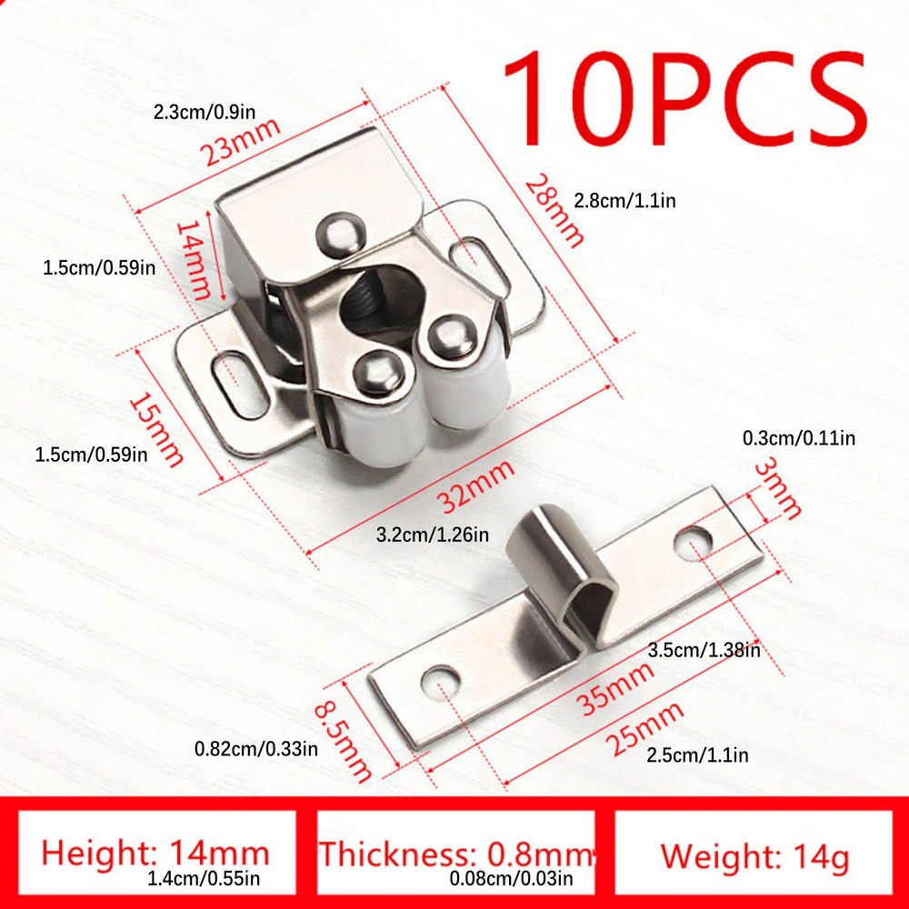 10Pcs Home Door Cabinet Cupboard Furniture Catch Stopper Roller Latch Home;;