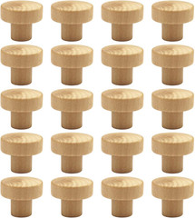 Solid Wood Cabinet Dresser Drawer Knobs, 20-Pack | Unfinished Wooden Knobs Pulls