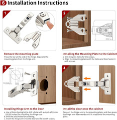 50 Pack Soft Close Concealed Hinges for Cabinets – 105° Adjustable Design