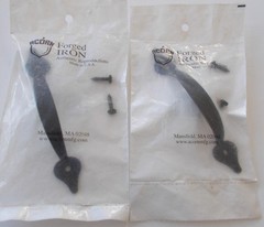 2 Black Smooth Spear Drawer Pulls Acorn Forged Iron 5 1/8″ x 7/8″ Handles NOS