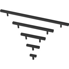 (12-Pack) Square Bar Knobble 3 In. (76 Mm) Modern Matte Black T-Shaped Bar Cabin