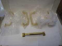 Lot Of 6 Yes 6 X 4″ C to C Dropped Handle Cabinet Pull Polished Brass Solid